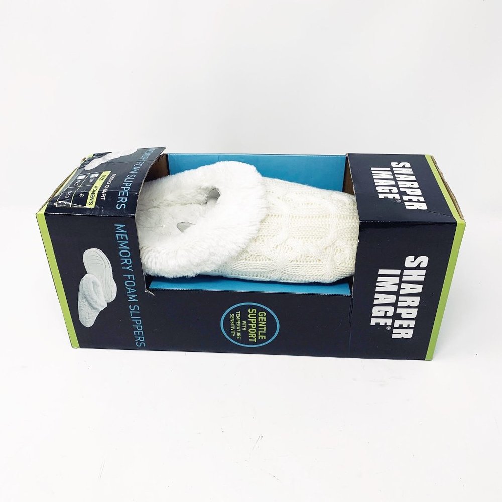 Women 7-8 Sharper Image Memory Foam White Slippers